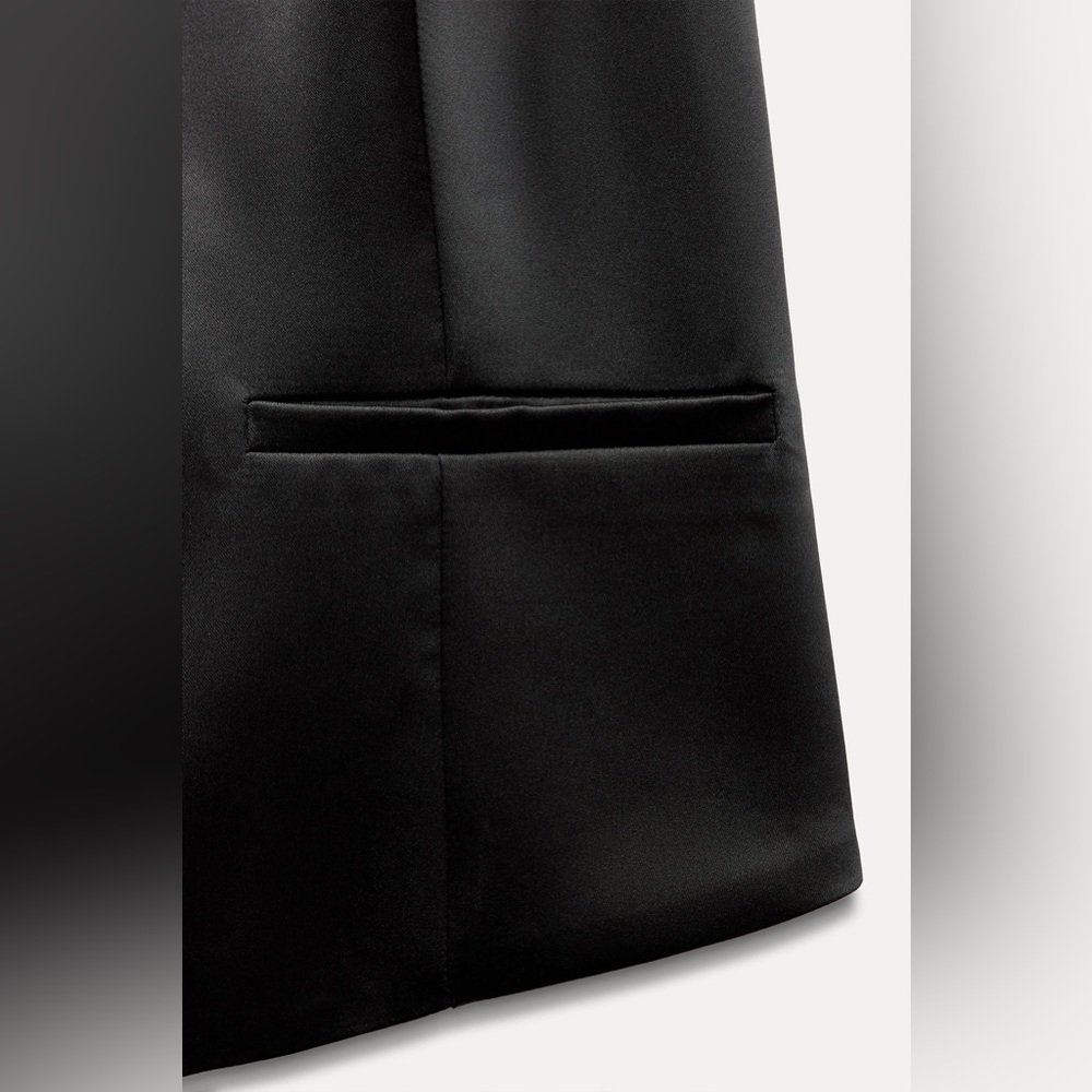 Zara Black Satin Backless Halter Top - Picture 8 of 12